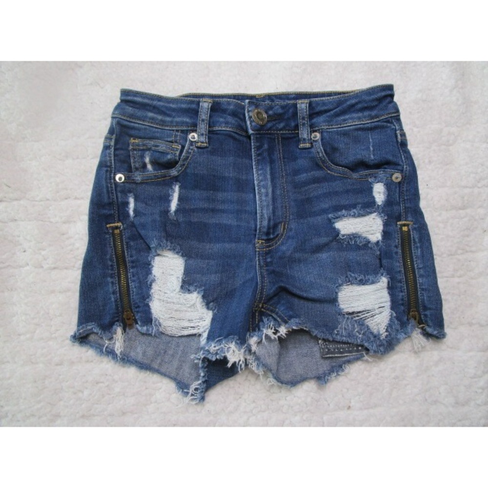 American Eagle Hi Rise Shortie Super Stretch Size 0 Womens Only You Distressed